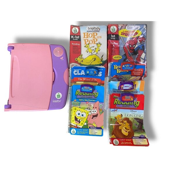 LeapFrog LeapPad Learning System 7 Games Cartridges & Books Leap Pad Lot - Picture 1 of 7